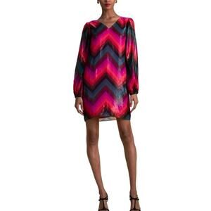 Trina Turk Hitachi Silk Blend Shift Dress Size 2 Multicolor Party Night Out